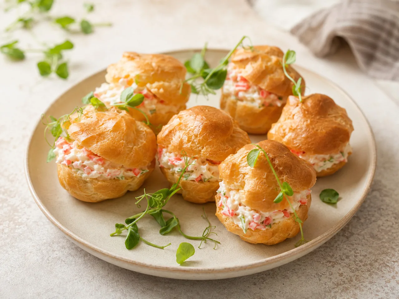 Профитроли с крабами и сыром